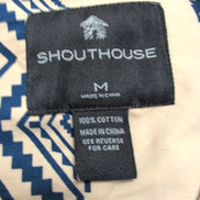 Chemise South House M écru bleu marine motifs aztèques coton manches courtes