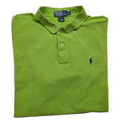 Polo manches courtes Polo Ralph Lauren XL vert anis logo bleu marine coton