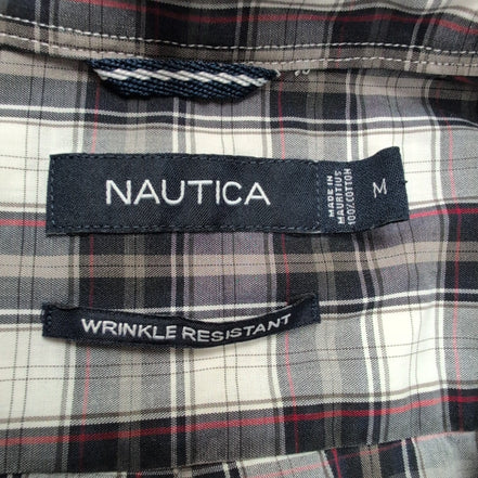 Chemise Nautica M Noir Blanc Carreaux Coton Logo Brodé Poche manches longues