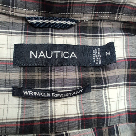 Chemise Nautica M Noir Blanc Carreaux Coton Logo Brodé Poche manches longues