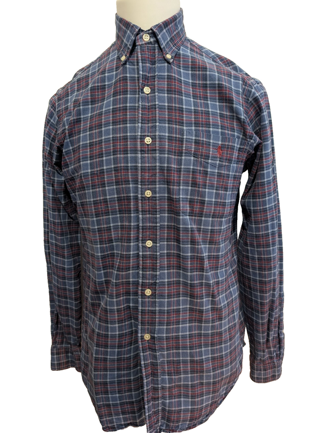 CHEMISE Ralph Lauren homme S Classic Flannel BLEU ROUGE hiver ❄️