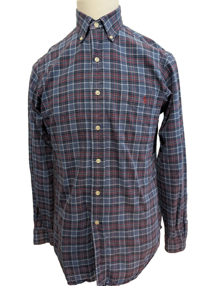 CHEMISE Ralph Lauren homme S Classic Flannel BLEU ROUGE hiver ❄️