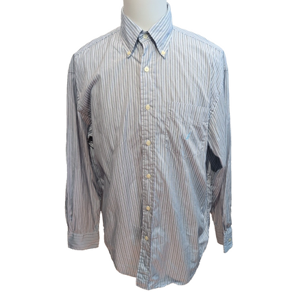 Chemise Nautica L  Rayures Bleu Coton Mercerisé Logo bleu ciel Manches longues