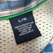 Chemise Chaps à Carreaux Bleus avec Poche - 100% Polyester - Taille LG