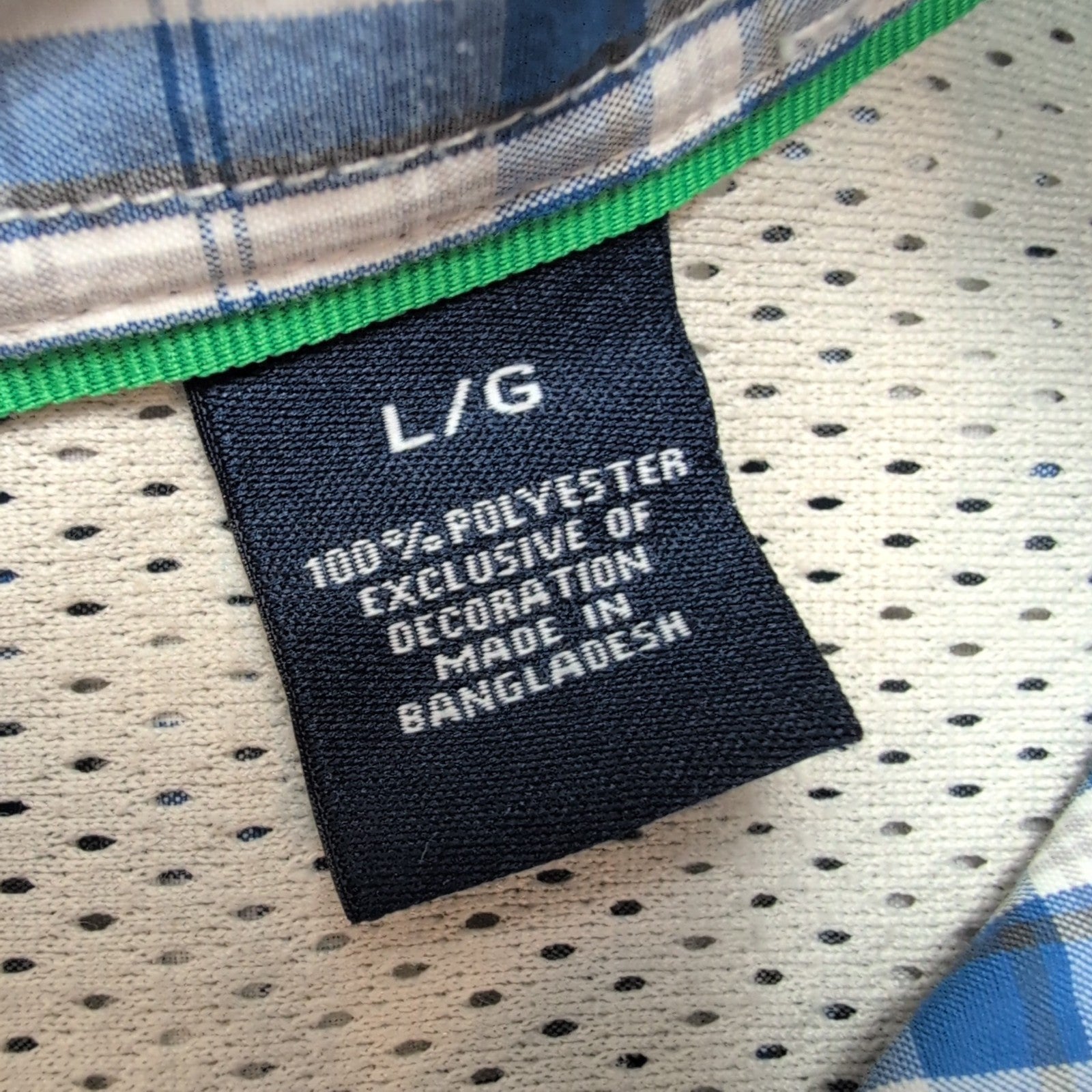 Chemise Chaps à Carreaux Bleus avec Poche - 100% Polyester - Taille LG