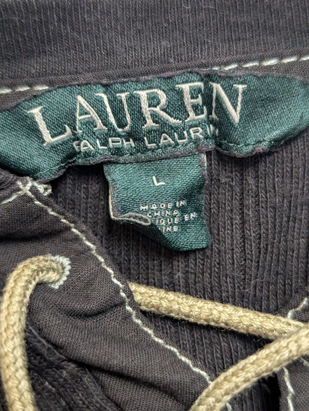 Pull Lauren Ralph Lauren Noir Femme L Maille Fine Coton Col Lacé
