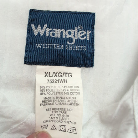 Chemise WRANGLER Homme XL Blanche Western Satinée Manches Longues Poches