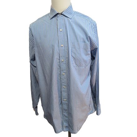 Chemise Tommy Hilfiger Homme Taille L Rayée Bleu Ciel Blanche Coton Paisley