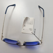 Lunettes de soleil Y2K Sans Monture Verres Rectangulaires Biseautés Teintés Bleu