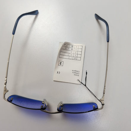 Lunettes de soleil Y2K Sans Monture Verres Rectangulaires Biseautés Teintés Bleu