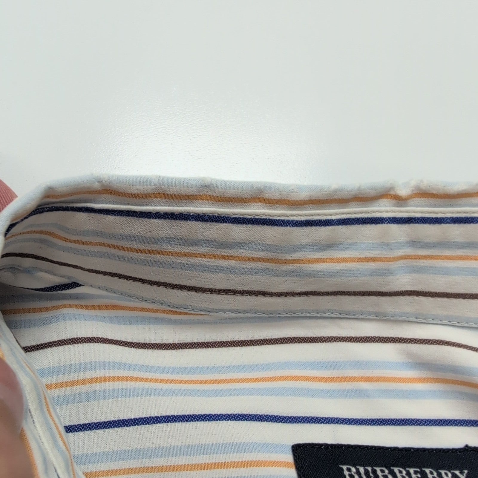 Chemise BURBERRY 100% Coton Taille 8 3XL Blanc Rayures Logo Brodé Manches courte