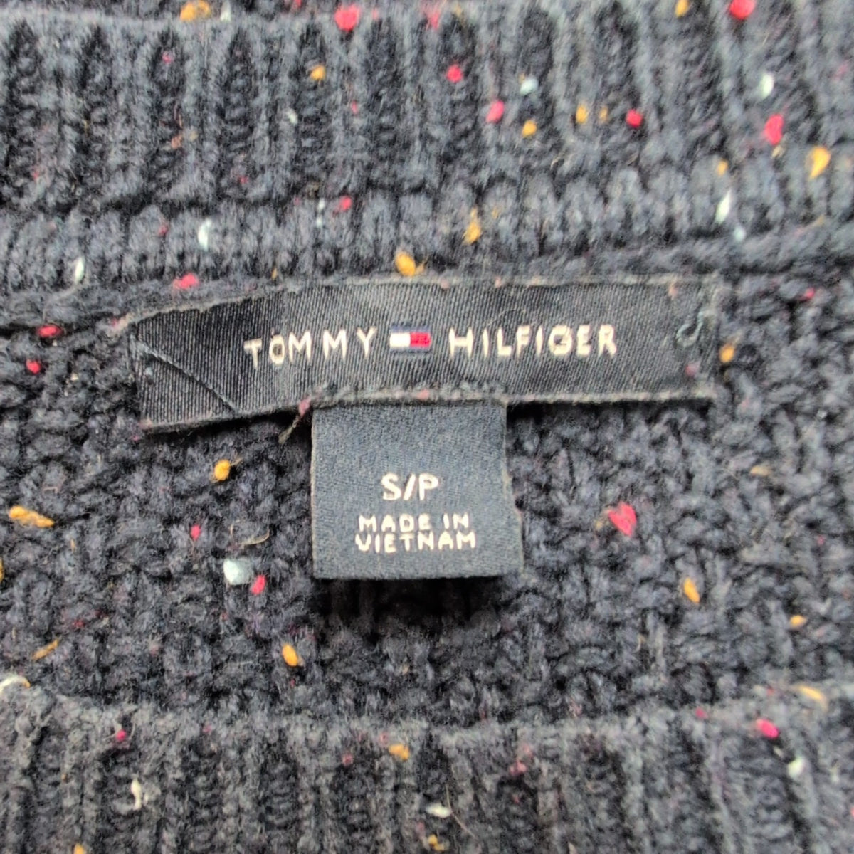 Pull Tommy Hilfiger Femme col rond bleu marine moucheté Taille S
