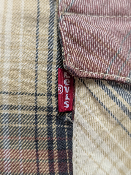 Chemise Levi's Western Carreaux Bordeaux et Crème Manches Longues Taille L