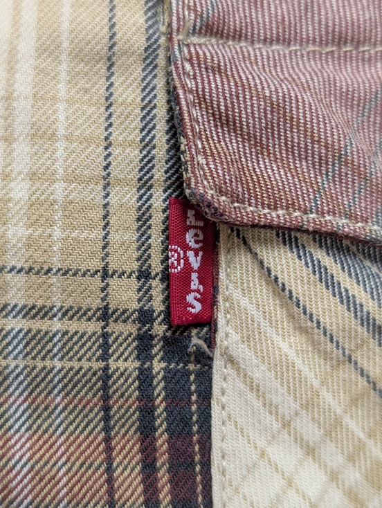 Chemise Levi's Western Carreaux Bordeaux et Crème Manches Longues Taille L