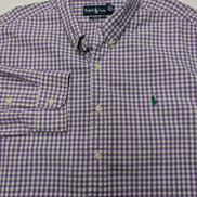 Chemise Ralph Lauren violet logo vert petits carreaux taille XXL #2578