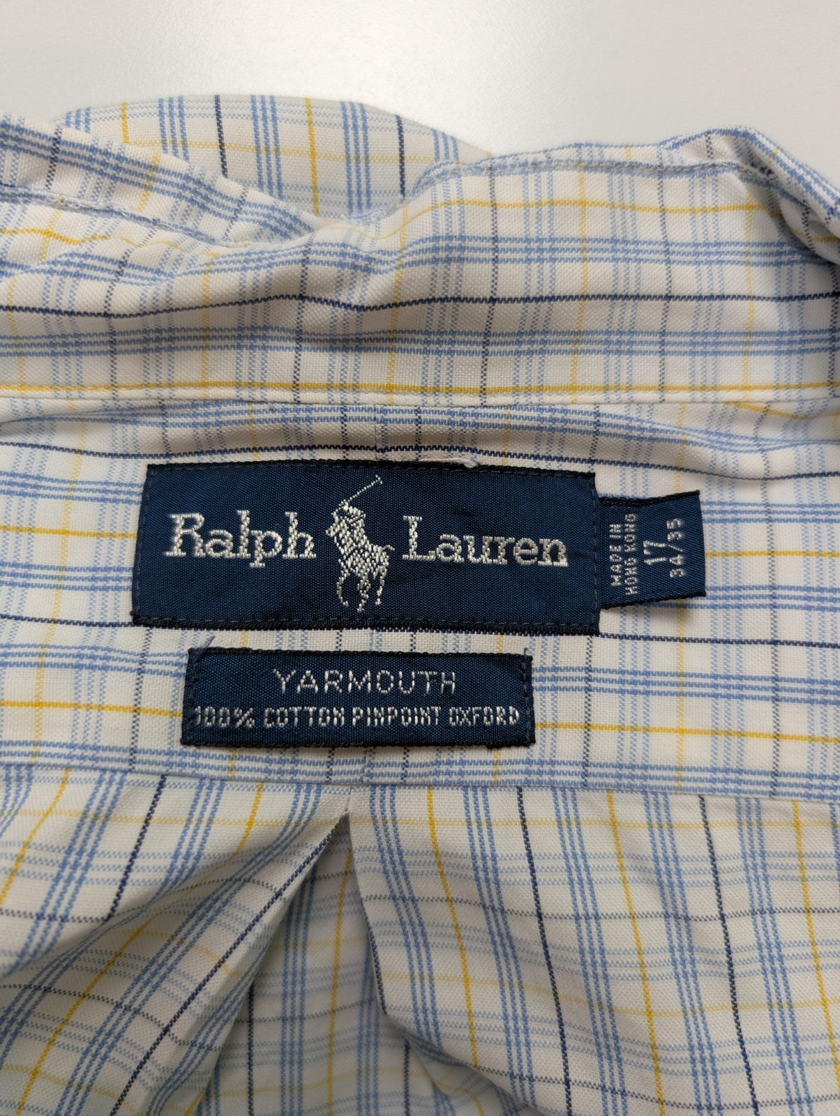 Chemise Polo Ralph Lauren Shirt Yarmouth XL XXL Pinpoint Oxford Jaune Bleu 