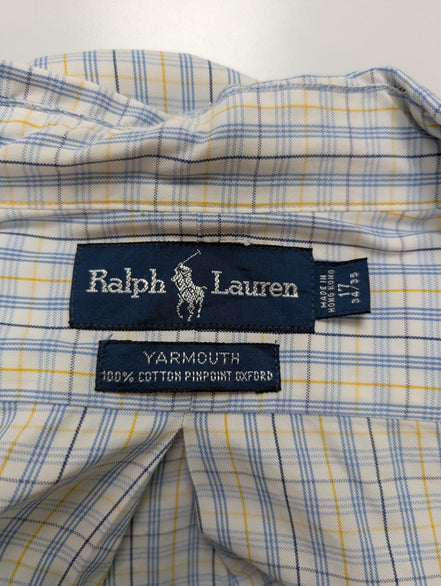 Chemise Polo Ralph Lauren Shirt Yarmouth XL XXL Pinpoint Oxford Jaune Bleu 