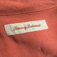 Chemise Hawaïenne Tommy Bahama Soie Orange Brodée Dos XL Tropical