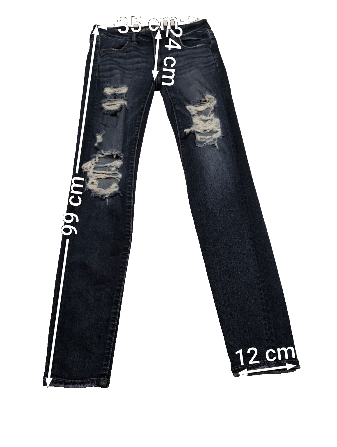 JEAN Fille AMERICAN EAGLE Taille S (6 US) Slim Fit Troué Vintage Super Stretch