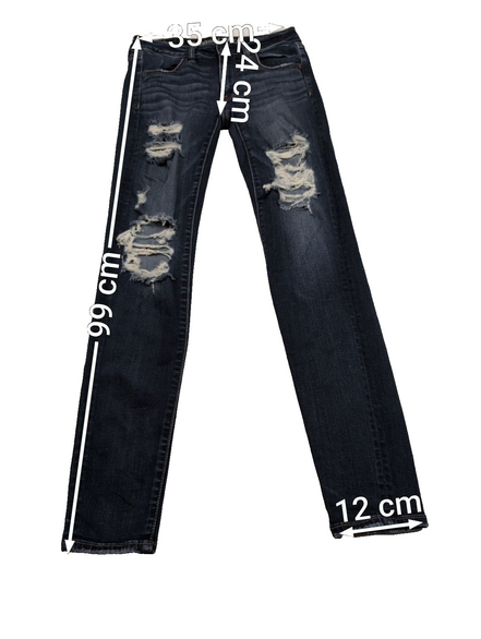 JEAN Fille AMERICAN EAGLE Taille S (6 US) Slim Fit Troué Vintage Super Stretch