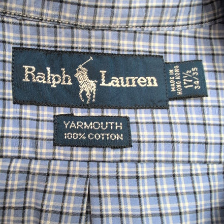 Chemise Ralph Lauren XL XXL Bleue Carreaux 100% Coton Grande Taille