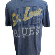 T-SHIRT Majestic NHL St Louis BLUES Hockey Bleu Neuf L Homme |107T