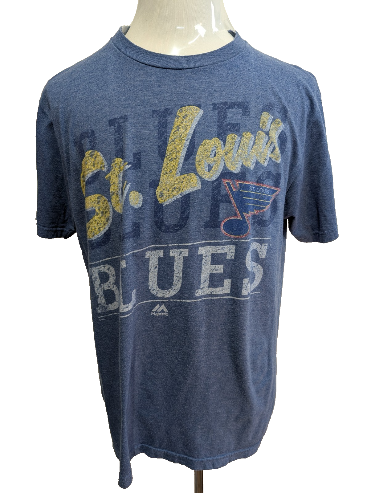 T-SHIRT Majestic NHL St Louis BLUES Hockey Bleu Neuf L Homme |107T