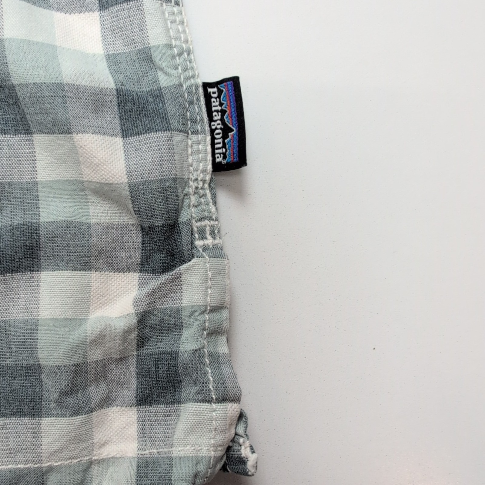 Chemise Patagonia L Vert Blanc Carreaux Coton Bio 2 Poches manches courtes