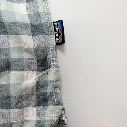Chemise Patagonia L Vert Blanc Carreaux Coton Bio 2 Poches manches courtes
