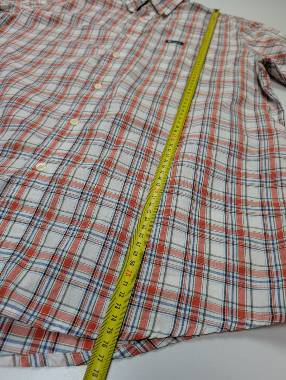 Chemise CHAPS orange manches courte à carreaux taille L 1 poche homme