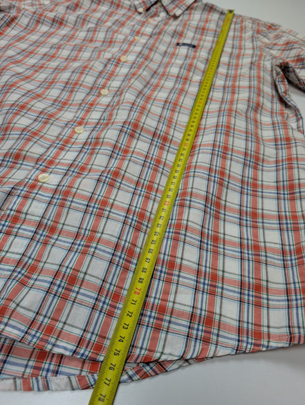Chemise CHAPS orange manches courte à carreaux taille L 1 poche homme