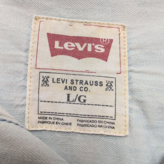 Chemise Levis Western L Jean Denim Bleu Motif Navajo Vintage Manches Courtes