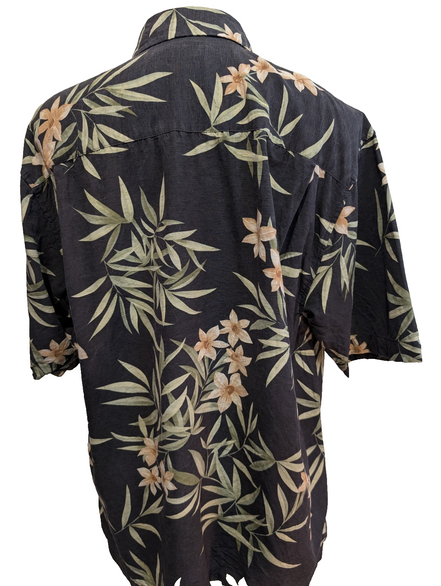 Chemise Hawaïenne Jamaica Jaxx 100% Soie - Noir & Floral - Taille L