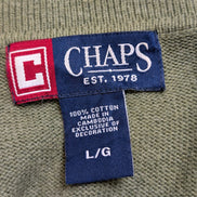 Pull Fin Chaps Vert - Col Boutonné - 100% Coton - Taille L Homme