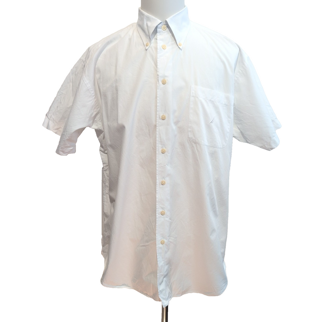 Chemise Nautica Made in Hong Kong XL Blanc 100% Coton manches courtes