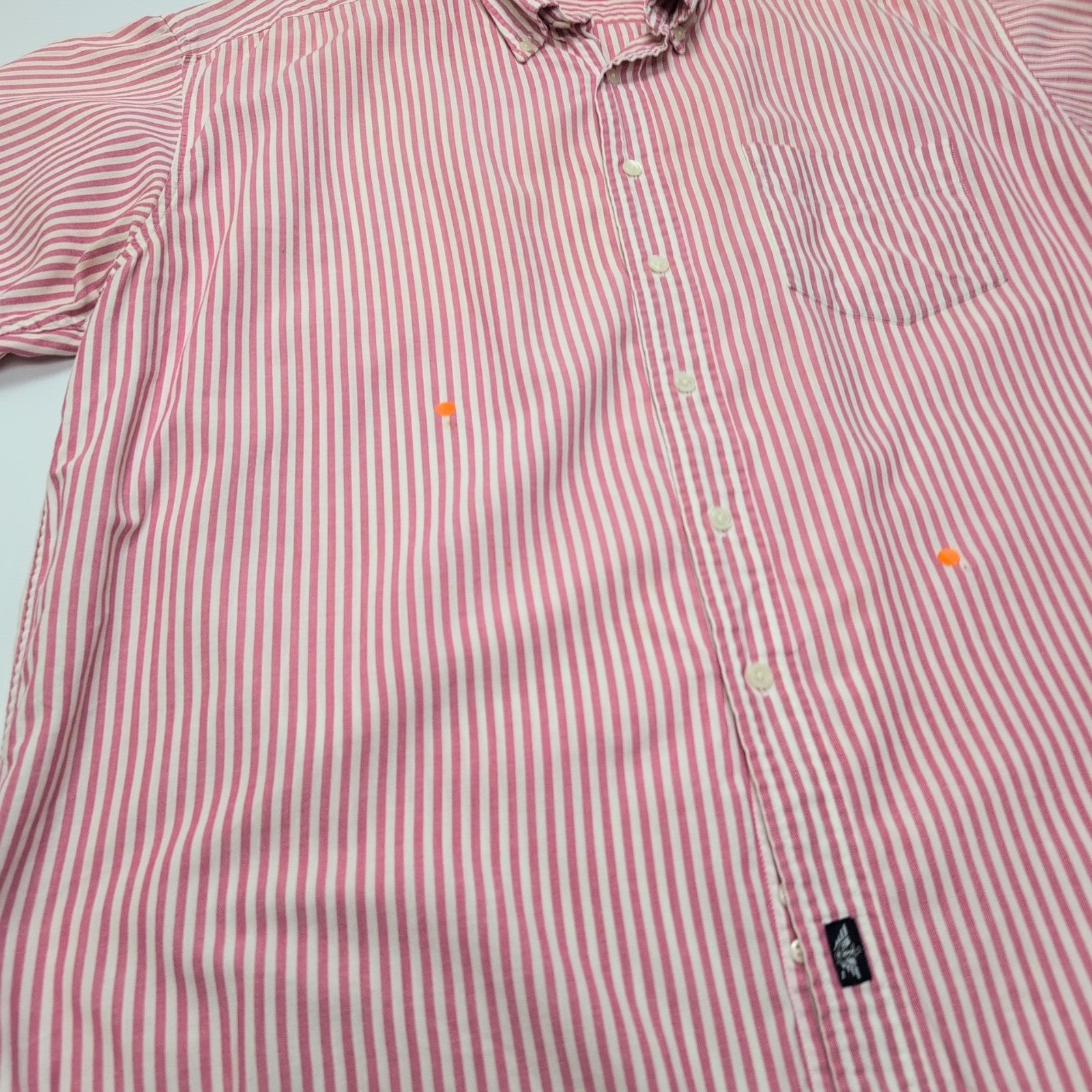 Chemise Docker's Manches Courtes Rayée Rouge - Taille XL (taille comme 2XL)