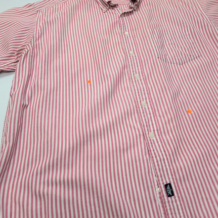 Chemise Docker's Manches Courtes Rayée Rouge - Taille XL (taille comme 2XL)