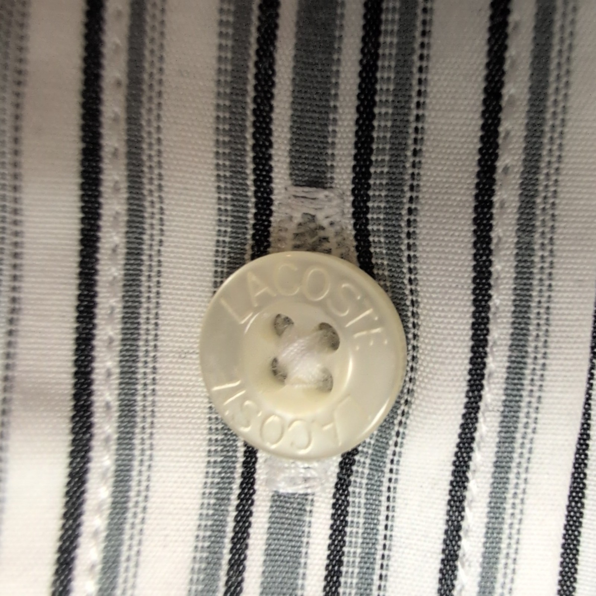 Chemise Lacoste Modern Fit 40 Rayures Blanc Gris Poche Logo Vert manches longues