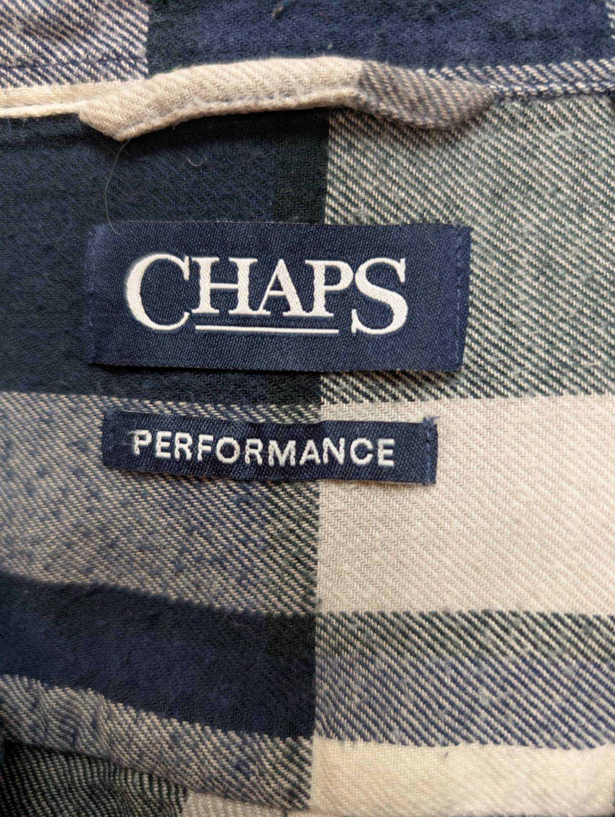 🌲 CHEMISE FLANELLE PERFORMANCE CHAPS M (G) CARREAUX BLEU MARINE NOIR LOGO BRODÉ