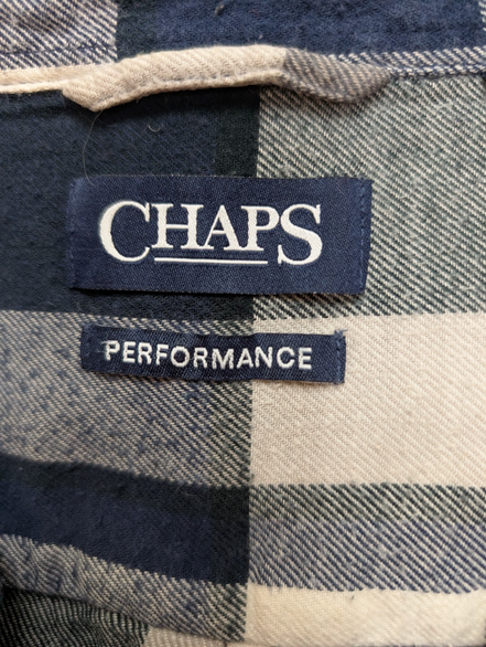 🌲 CHEMISE FLANELLE PERFORMANCE CHAPS M (G) CARREAUX BLEU MARINE NOIR LOGO BRODÉ