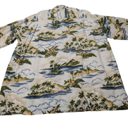Chemise hawaïenne viscose et coton manches îles et palmiers courtes taille XL