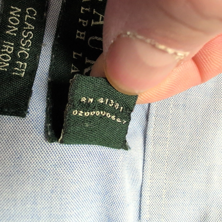 Chemise Lauren Ralph Lauren Classic Fit Bleu Clair Uni XL XXL manches longues