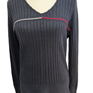 Pull Tommy Hilfiger Femme Bleu Marine Texture Gaufrée & Côtelée - Taille L