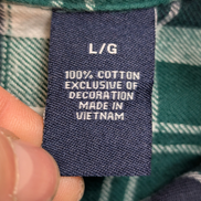 🐻 CHEMISE FLANELLE PERFORMANCE CHAPS L (G) CARREAUX VERT BLEU MARINE LOGO BRODÉ