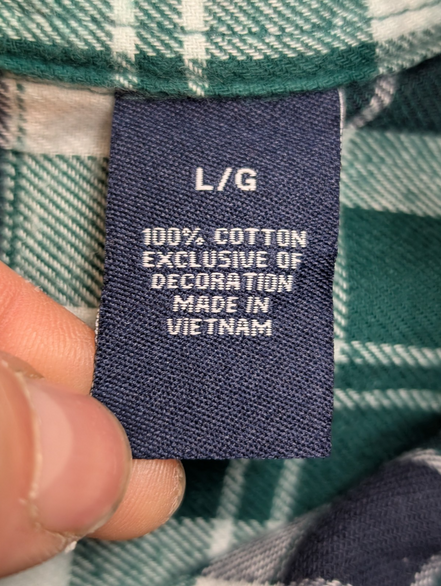 🐻 CHEMISE FLANELLE PERFORMANCE CHAPS L (G) CARREAUX VERT BLEU MARINE LOGO BRODÉ