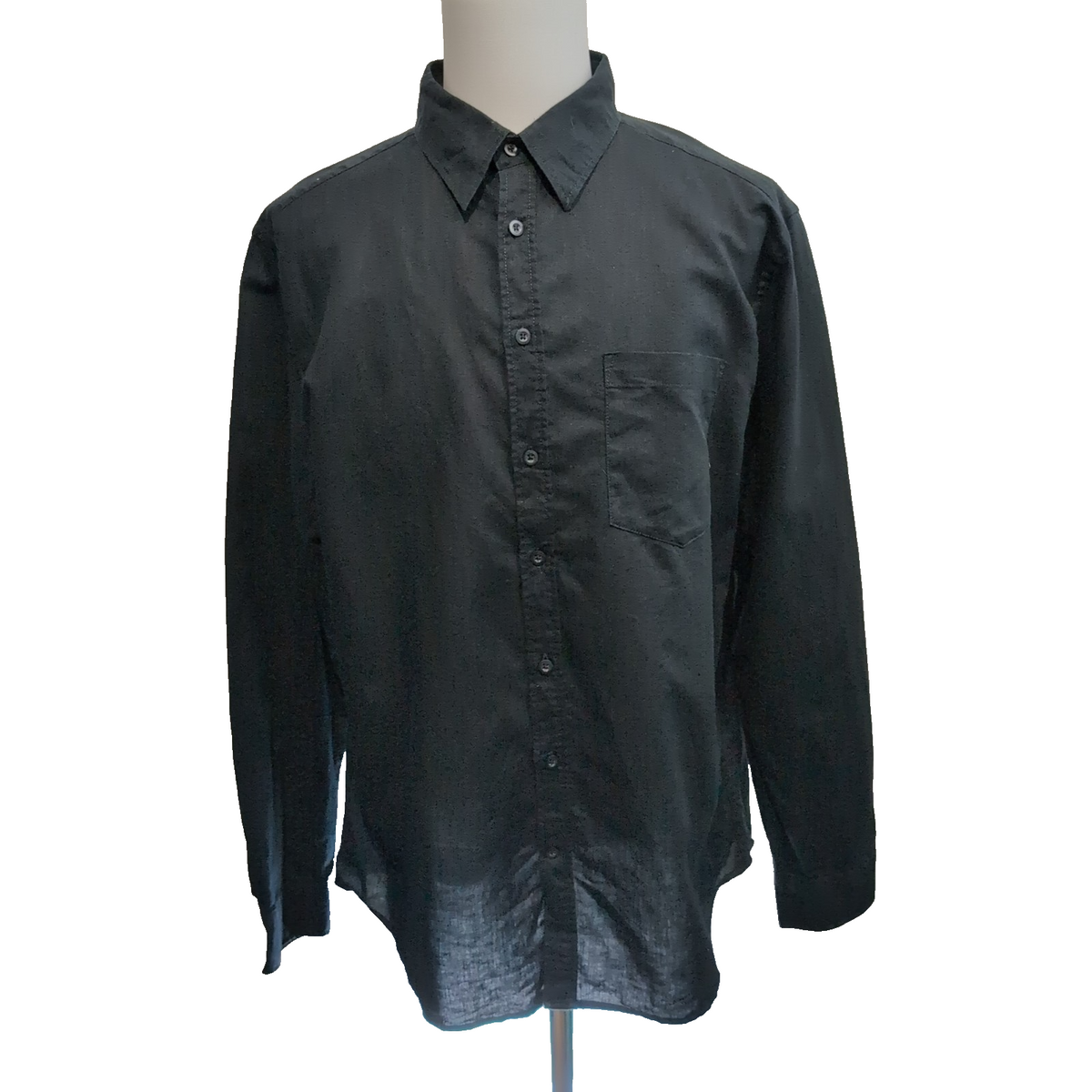 Chemise Old Navy XL Lin Coton Noir Uni Manches Longues Excellent État