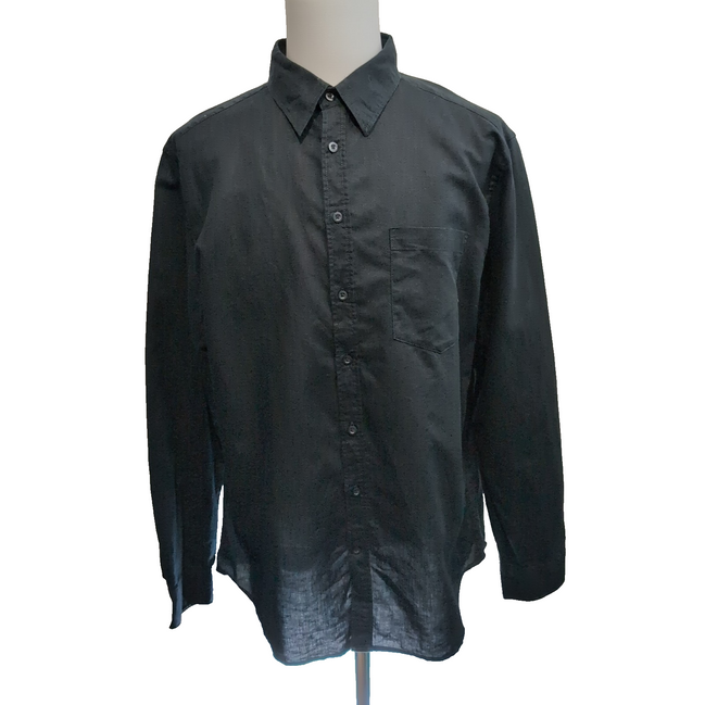 Chemise Old Navy XL Lin Coton Noir Uni Manches Longues Excellent État