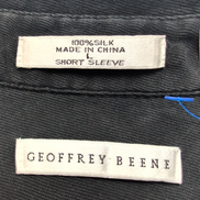 Chemise Hawaïenne Geoffrey Beene Soie Noire L Rayure Verticale Vintage