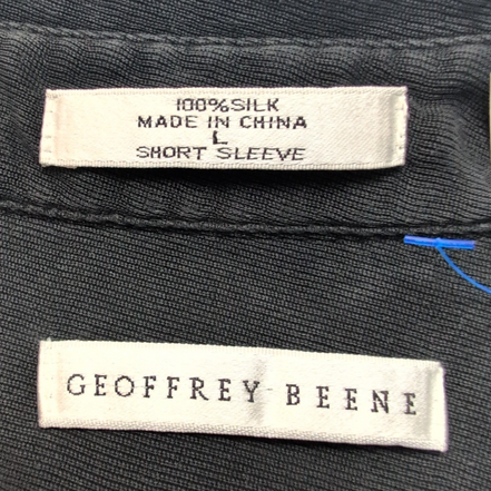 Chemise Hawaïenne Geoffrey Beene Soie Noire L Rayure Verticale Vintage