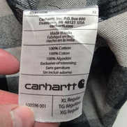 Carhartt chemise original fit carreaux noir gris 100% coton taille XL